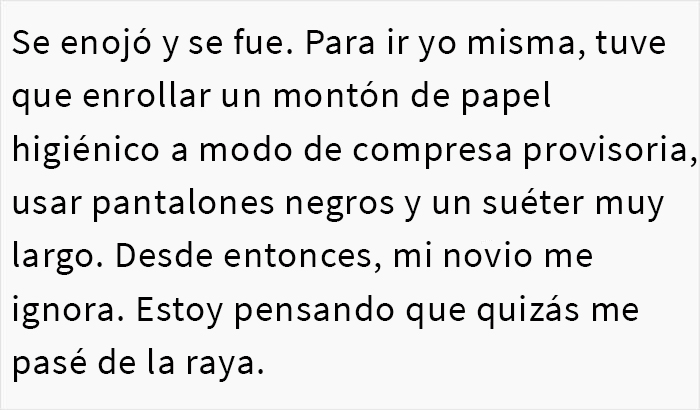 Este novio se negó a comprar compresas a su novia y se enfada cuando ella le hace notar su frágil masculinidad