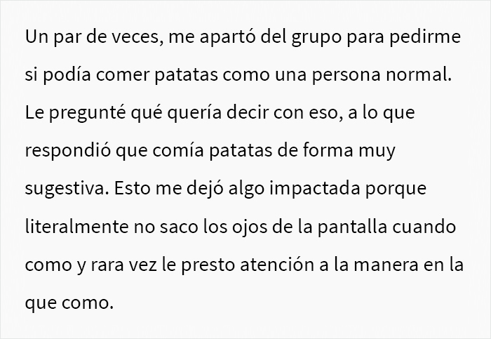 Drama en la oficina: Esta trabajadora fue reportada por una compañera que la acusó de comer "patatas sexis"