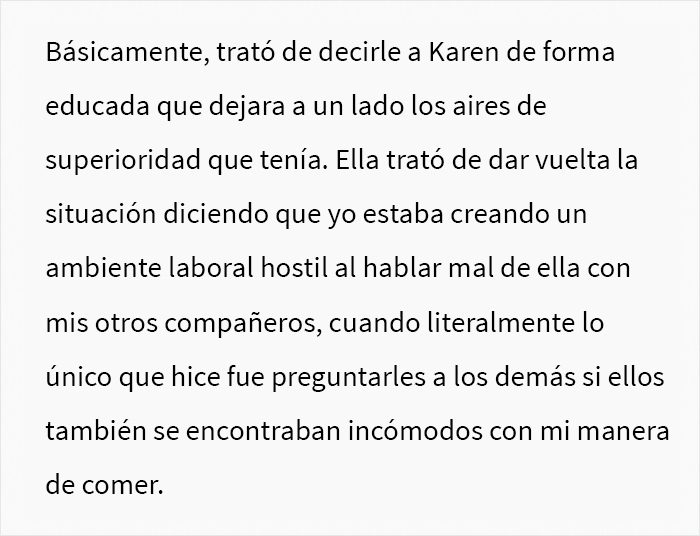 Drama en la oficina: Esta trabajadora fue reportada por una compañera que la acusó de comer "patatas sexis"