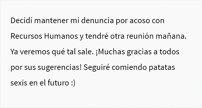 Drama en la oficina: Esta trabajadora fue reportada por una compañera que la acusó de comer "patatas sexis"