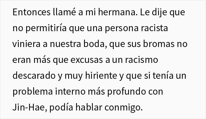 Esta mujer expulsó a su hermana de su boda porque no paraba de hacer chistes racistas sobre su novio coreano