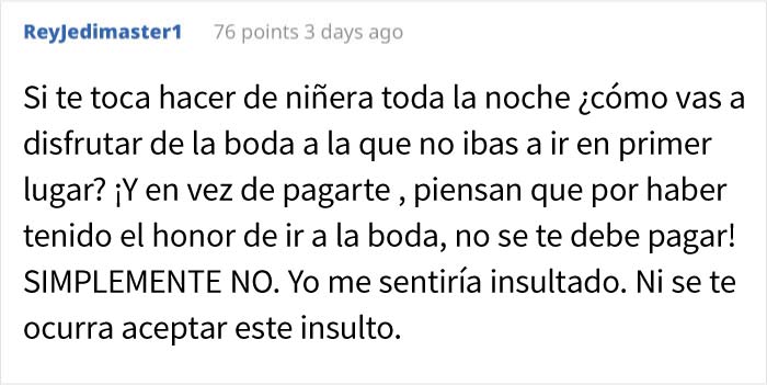 Esta mujer pregunta si se equivocó al rechazar una invitación de boda en la que se esperaba que cuidara a todos los niños gratis