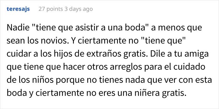 Esta mujer pregunta si se equivocó al rechazar una invitación de boda en la que se esperaba que cuidara a todos los niños gratis
