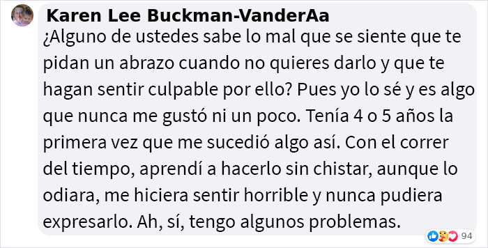 Esta madre explica por qué los abuelos de su hija de 2 años no pueden abrazarla sin su consentimiento