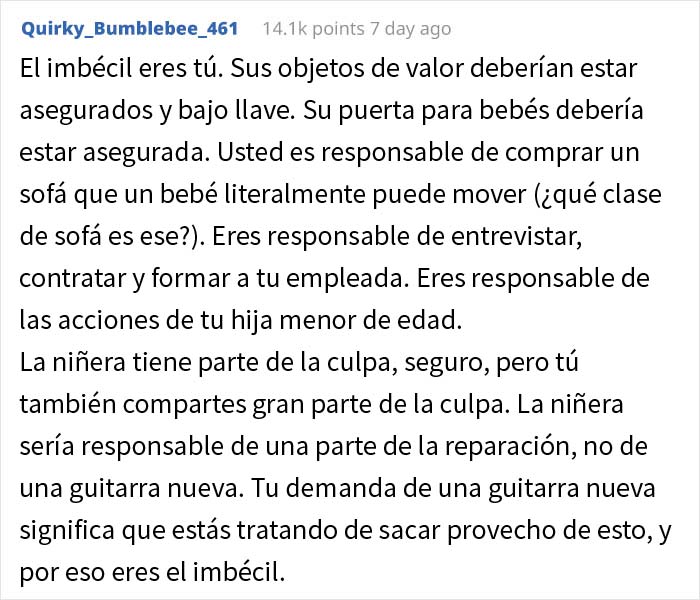Este padre exigió a la niñera que reemplazara una guitarra de 2200$ que su hija de 3 años rompió mientras ella la cuidaba