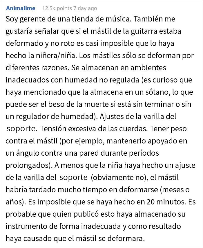 Este padre exigió a la niñera que reemplazara una guitarra de 2200$ que su hija de 3 años rompió mientras ella la cuidaba