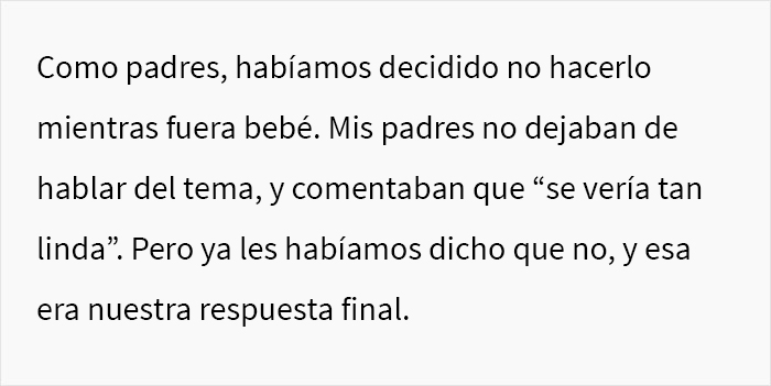 Estos abuelos perforaron las orejas de su nieta bebé a espaldas de los padres, y luego se enojaron porque no les permiten cuidarla más