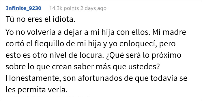 Estos abuelos perforaron las orejas de su nieta bebé a espaldas de los padres, y luego se enojaron porque no les permiten cuidarla más