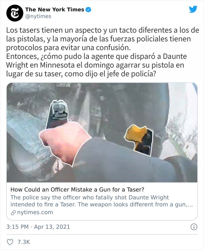 Este policía denuncia a los policías perezosos que pretenden "confundir" pistolas con tasers en este hilo viral