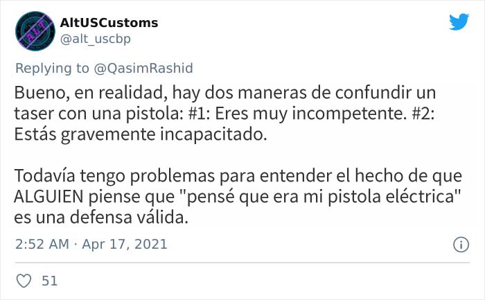 Este policía denuncia a los policías perezosos que pretenden "confundir" pistolas con tasers en este hilo viral