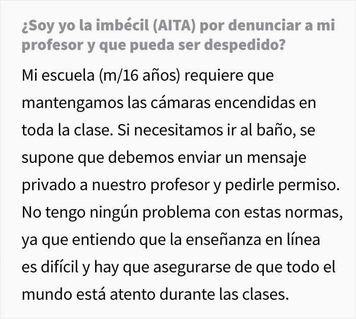 Esta adolescente denunció a un profesor que no la dejó salir al baño al venir su periodo