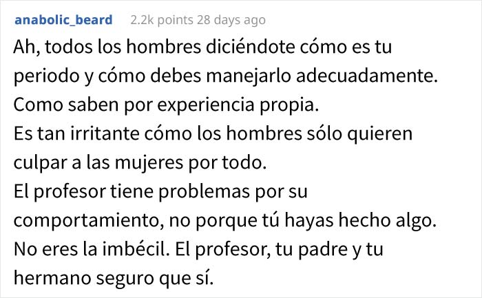 Esta adolescente denunció a un profesor que no la dejó salir al baño al venir su periodo