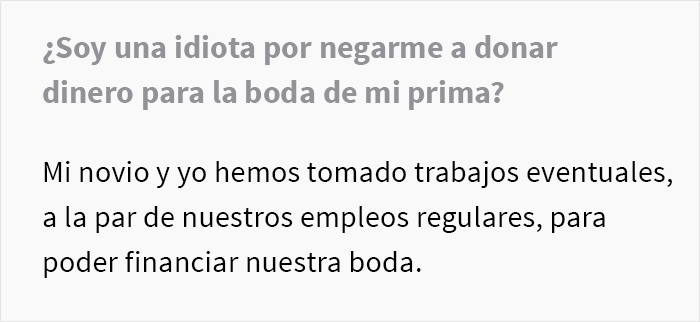 Esta mujer se negó a contribuir con $500 para la boda de su prima y desata un drama familiar