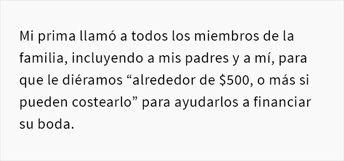 Esta mujer se negó a contribuir con $500 para la boda de su prima y desata un drama familiar