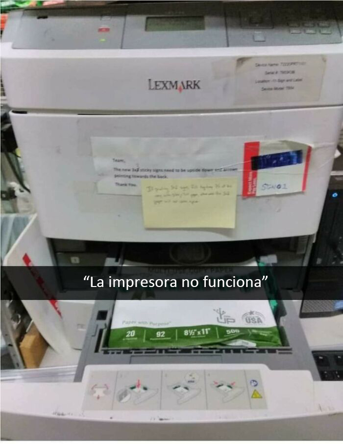 Sí, la impresora no imprimirá si dejas el ¡embalaje del papel!