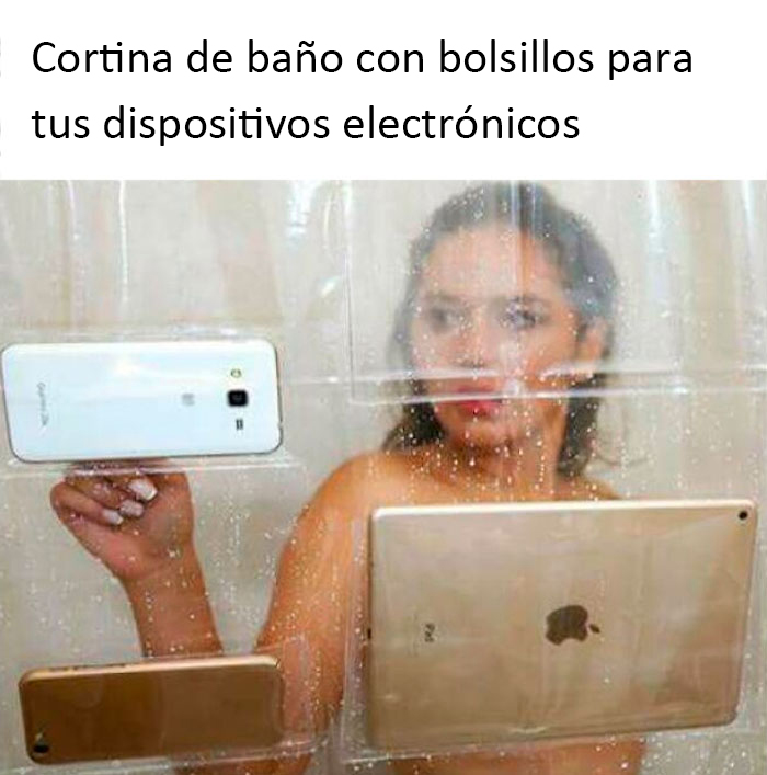 Cortina de baño con bolsillos