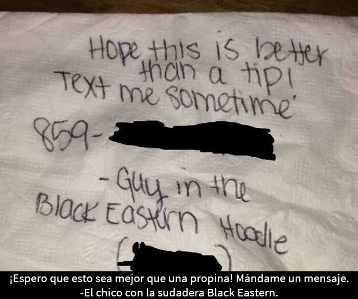 Mi hermana recibió esto cuando trabajaba de camarera