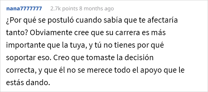 Esta mujer le pide a su marido que rechace su “trabajo soñado” por el bien de su carrera, o le pedirá el divorcio