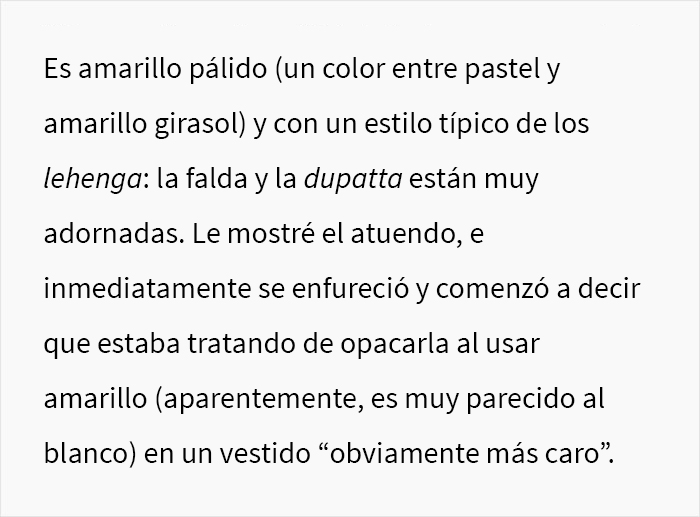 Esta novia se enfadó porque la prima adolescente de su novio iba a asistir a la boda con un vestido tradicional hindú