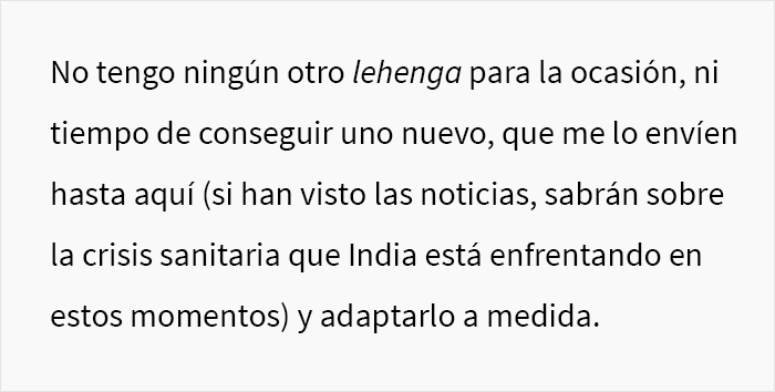 Esta novia se enfadó porque la prima adolescente de su novio iba a asistir a la boda con un vestido tradicional hindú
