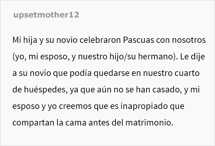Esta madre impuso la norma de "no dormir con su novio" a su hija adulta, y pregunta en las redes si se equivocó