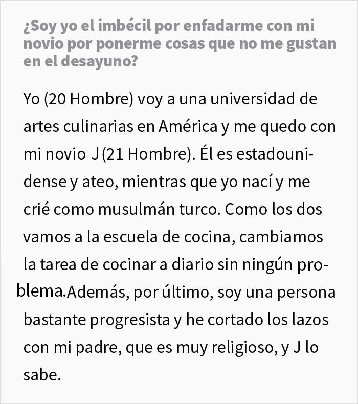 Este musulmán progresista es engañado para que coma cerdo en su cumpleaños y se pregunta si debería mudarse y dejar a su novio