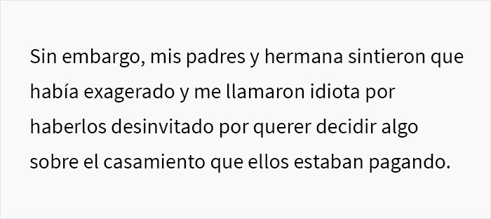 Estos padres exigieron a la novia que compartiera la boda con su hermana y su novio tóxico, y ella les retira la invitación a todos