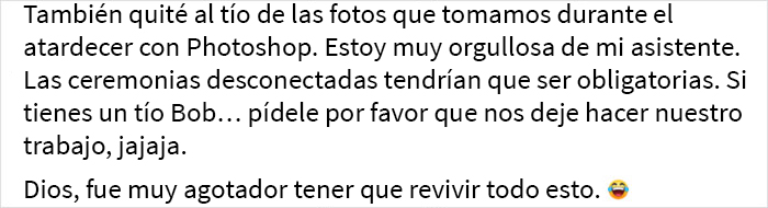 Esta fotógrafa de bodas comparte su historia de terror con un invitado que no la dejaba hacer su trabajo