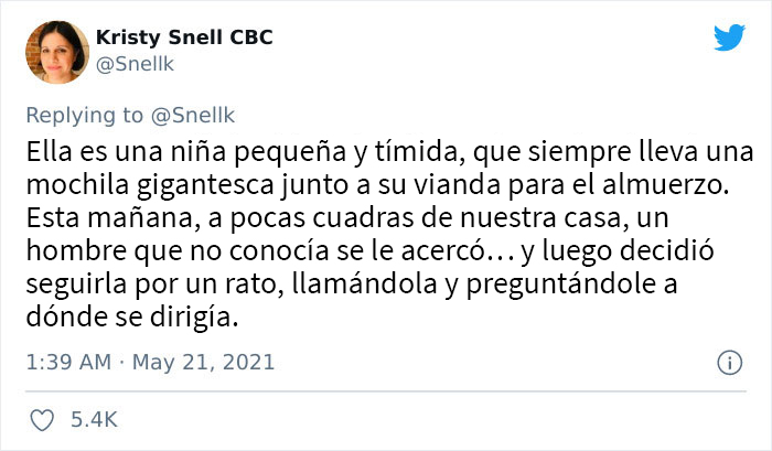 Esta madre cuenta cómo su vecina rescató a su hija de 13 años cuando un extraño la perseguía