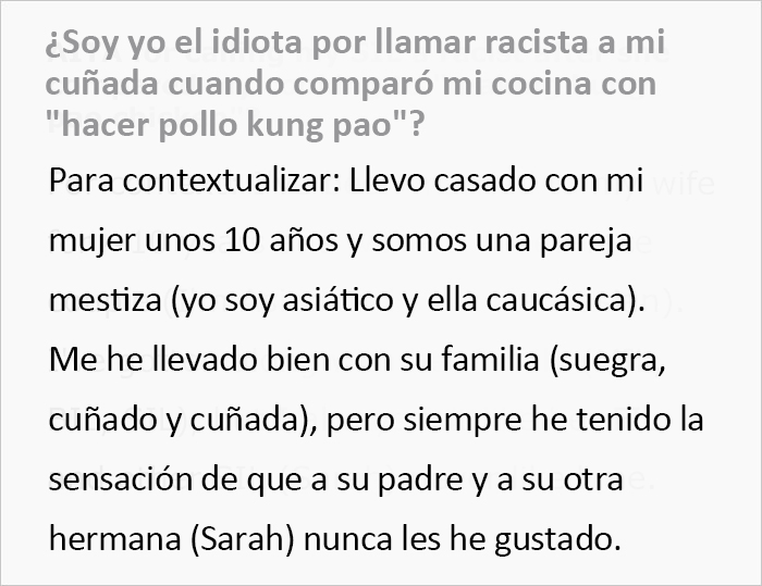 Este hombre abandonó un almuerzo familiar tras un comentario racista de su cuñada sobre su forma de cocinar