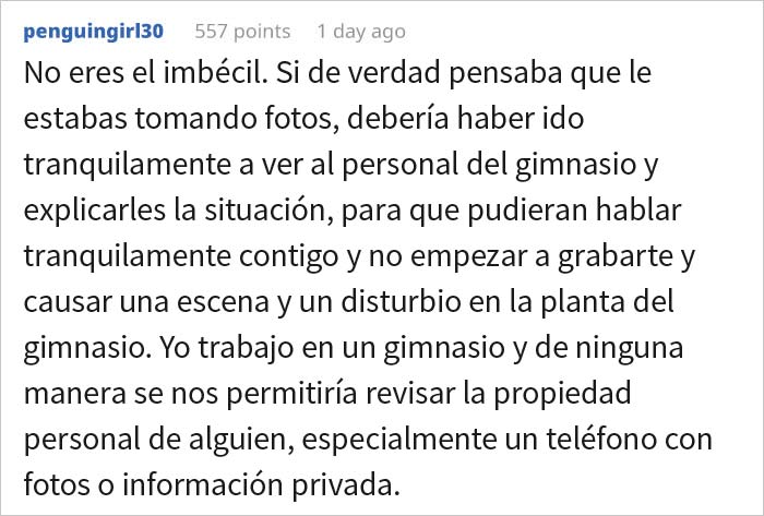 Una chica acusa a este hombre en el gimnasio de tomarle fotos y le exige revisar su teléfono