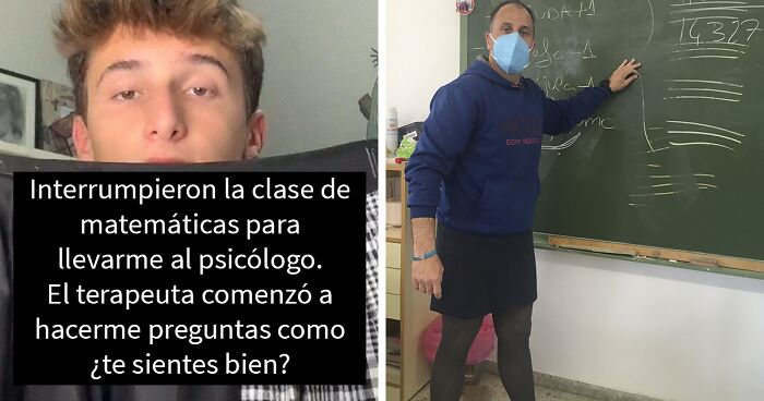 Estos profesores se pusieron falda en clase para protestar por la expulsión de un estudiante