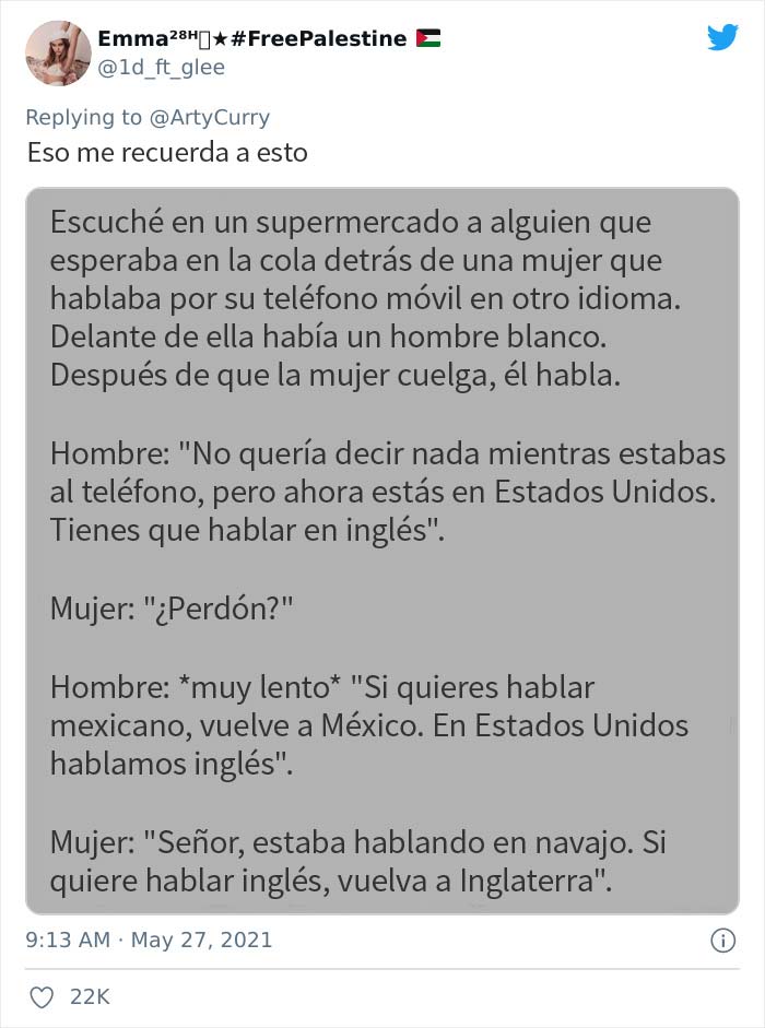 La gente comparte en Internet historias sobre las veces que les llamaron la atención por no hablar inglés en EE.UU.