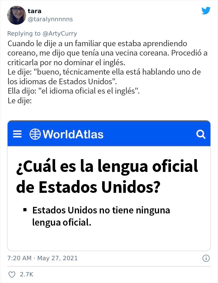 La gente comparte en Internet historias sobre las veces que les llamaron la atención por no hablar inglés en EE.UU.