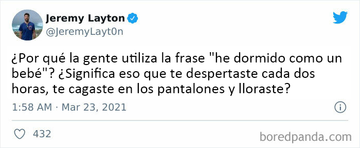 Gracias, odio dormir como un bebé