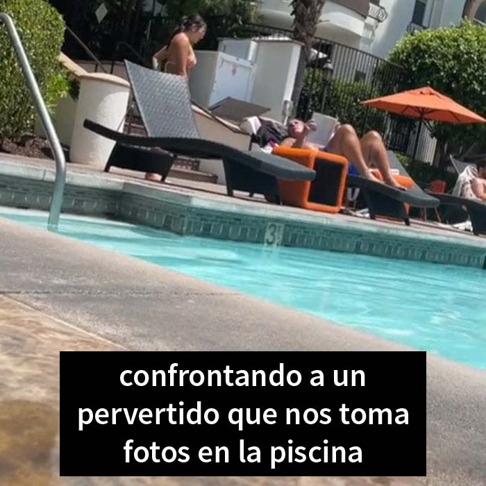 Esta mujer se enfrentó a un pervertido que hacía fotos a ella y a su amiga en la piscina y divide a Internet