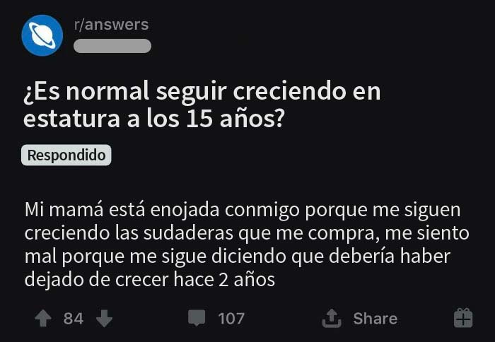 Mamá está enojada con ella por crecer