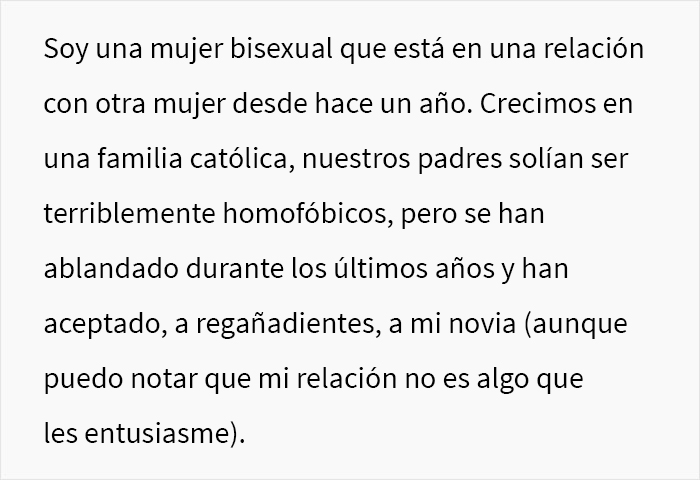 Esta mujer católica no quiere que su hermana asista con su novia a su boda, y genera un conflicto familiar