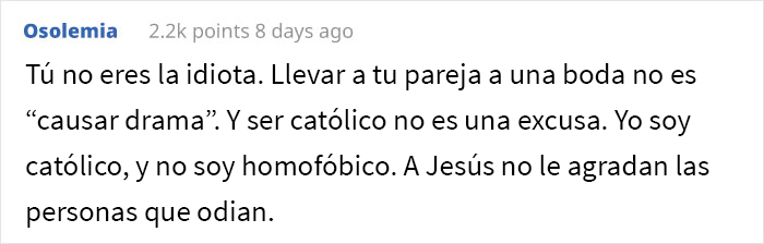 Esta mujer católica no quiere que su hermana asista con su novia a su boda, y genera un conflicto familiar