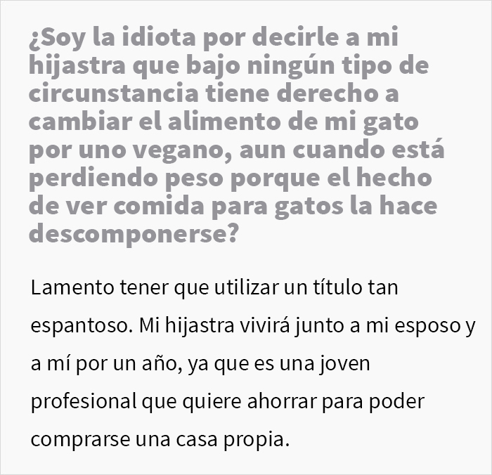 Esta hijastra monta un escándalo cuando sus padres se niegan a alimentar a su gato con comida vegana
