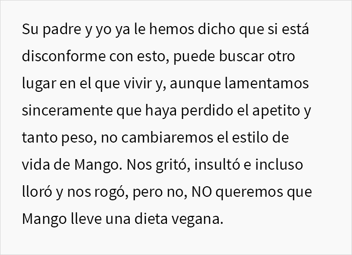 Esta hijastra monta un escándalo cuando sus padres se niegan a alimentar a su gato con comida vegana