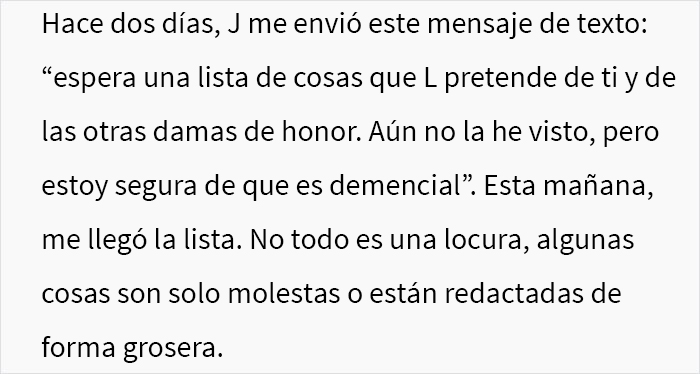 Esta novia lunática envió una lista de normas demenciales a sus damas de honor, y la gente alucina