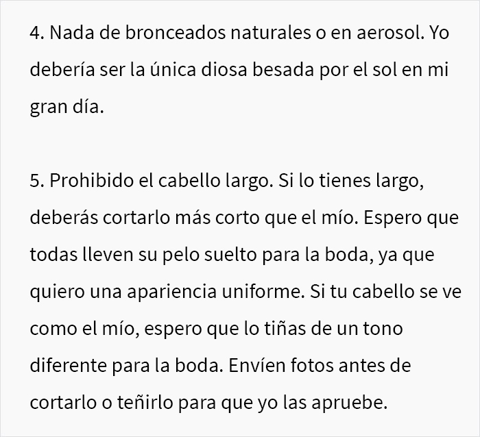 Esta novia lunática envió una lista de normas demenciales a sus damas de honor, y la gente alucina