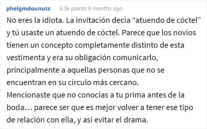 Esta mujer se pregunta si se equivocó al “opacar” a la novia en una boda muy informal
