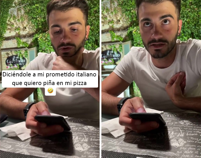Diciéndole a mi prometido italiano que quiero piña en mi pizza