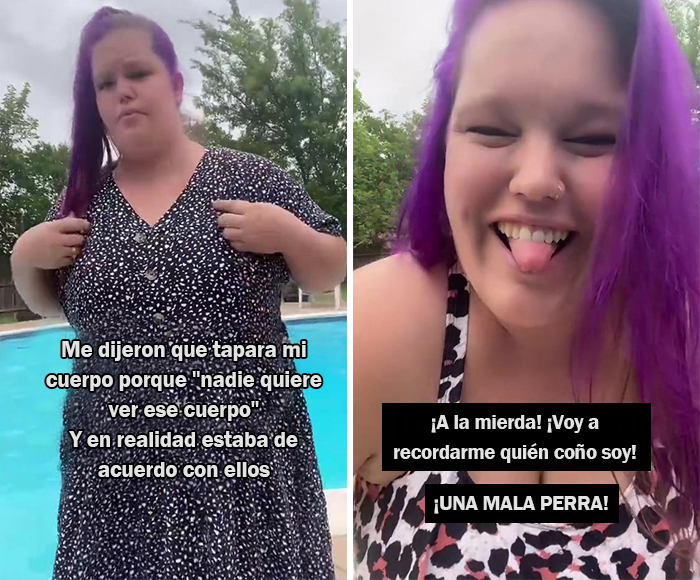 5 Fotos de mujeres de talla grande comparando lo que otros quieren que lleven en la playa con lo que ellas quieren llevar