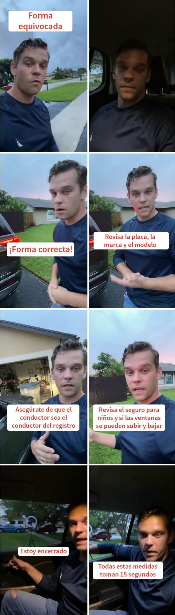Manera correcta e incorrecta de entrar en Uber/Lyft/Taxi