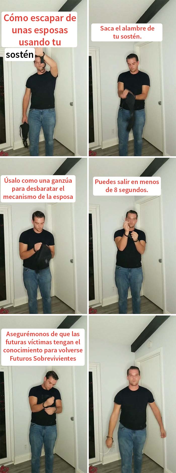 Cómo escapar de las esposas usando tu sostén