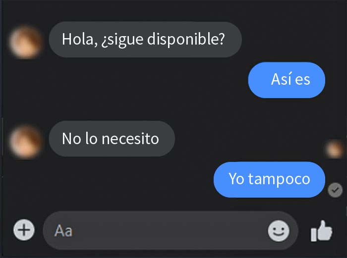 El intento de mi amigo de vender algo en Facebook Marketplace