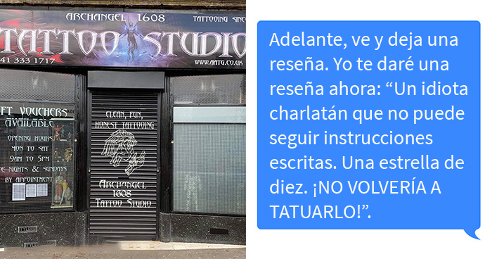 Este salón de tatuajes compartió una conversación con un cliente que no siguió las instrucciones por hacer lo que su padre decía